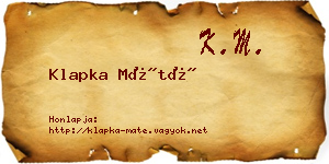 Klapka Máté névjegykártya